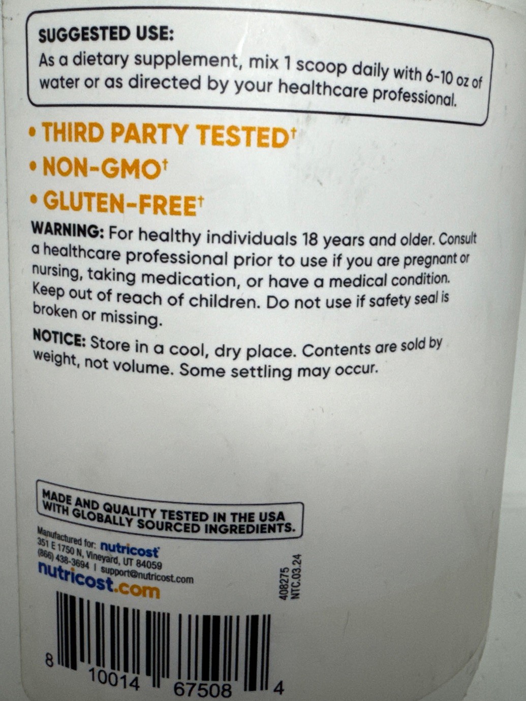 Nutricost L- Citrine Malate 2:1 Unflavored 600 G Exp 04/2027-Brand New-US Seller