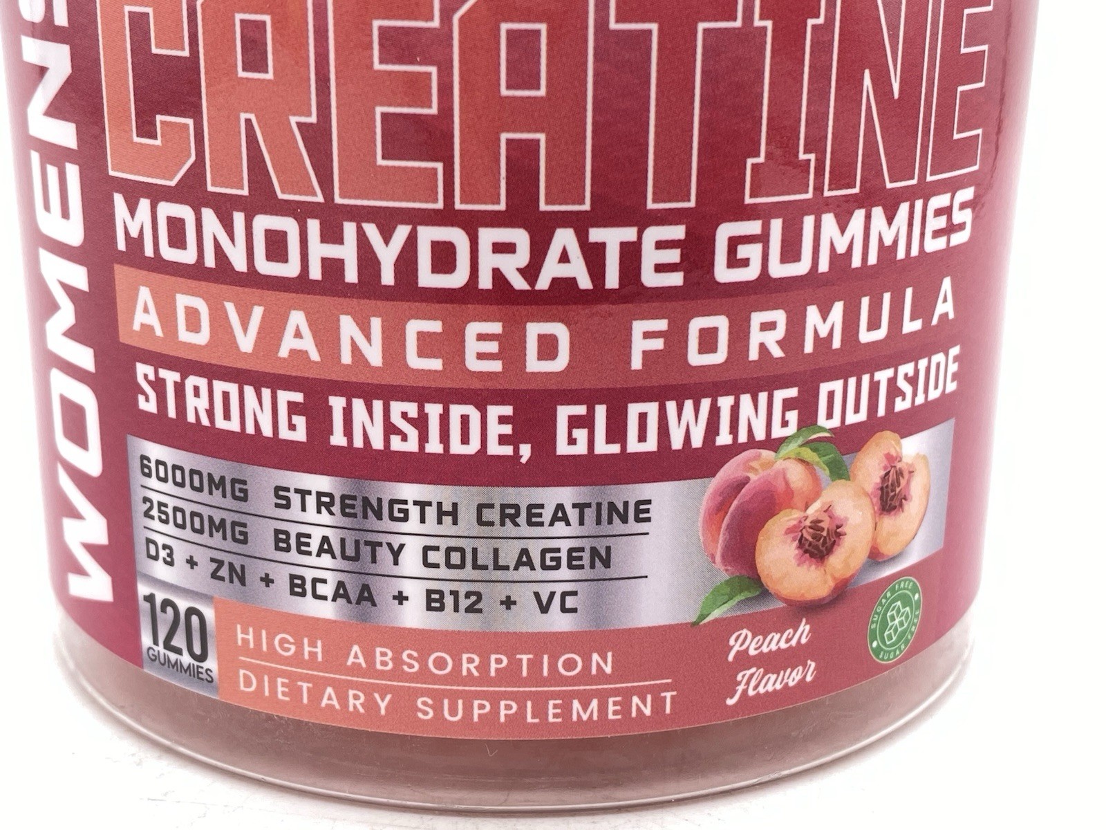 Cnthdi Creatine Monohydrate Gummies Peach Gluten-Free Soy-Free 6000mg 120 Ct