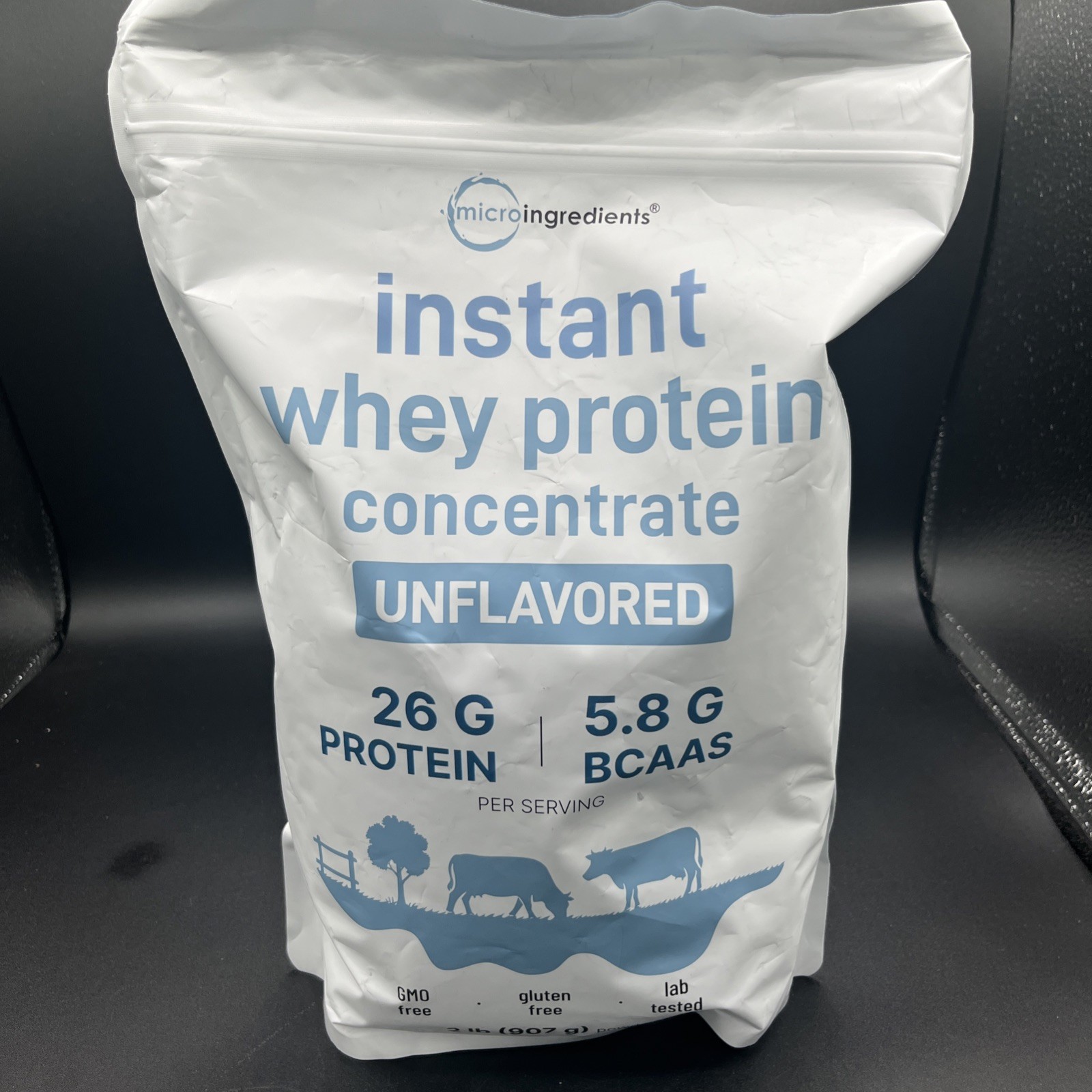 Micro Ingredients Instant Whey Protein Concentrate Unflavored 2lbs Exp. 12/27