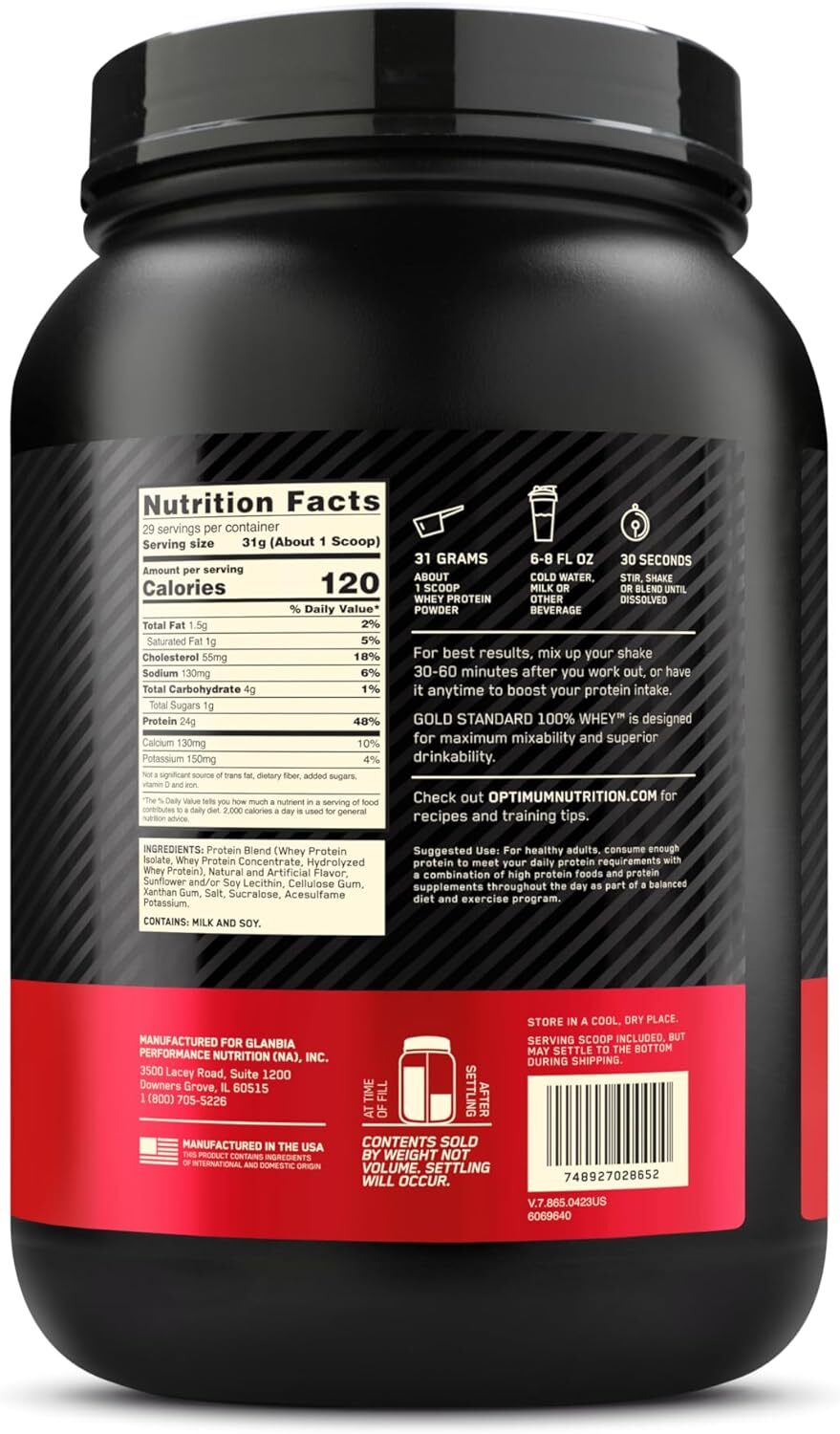 Gold Standard 100 Whey Protein Powder Double Rich Chocolate 2 Pound