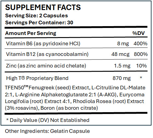 High T Testosterone Booster Supplement, 60ct.