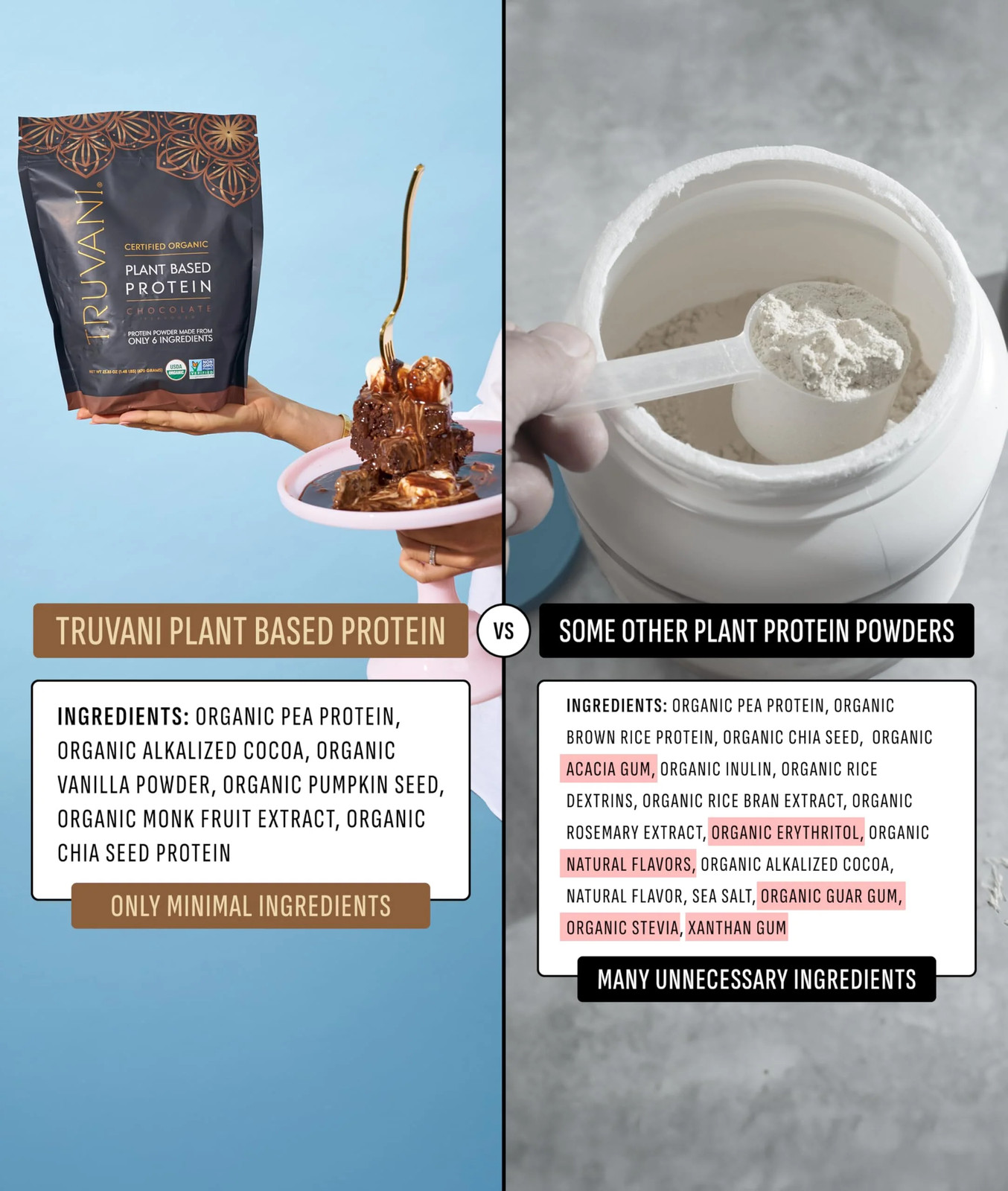 Truvani Organic Chocolate Protein Powder, 10 Pack, 11.6 oz