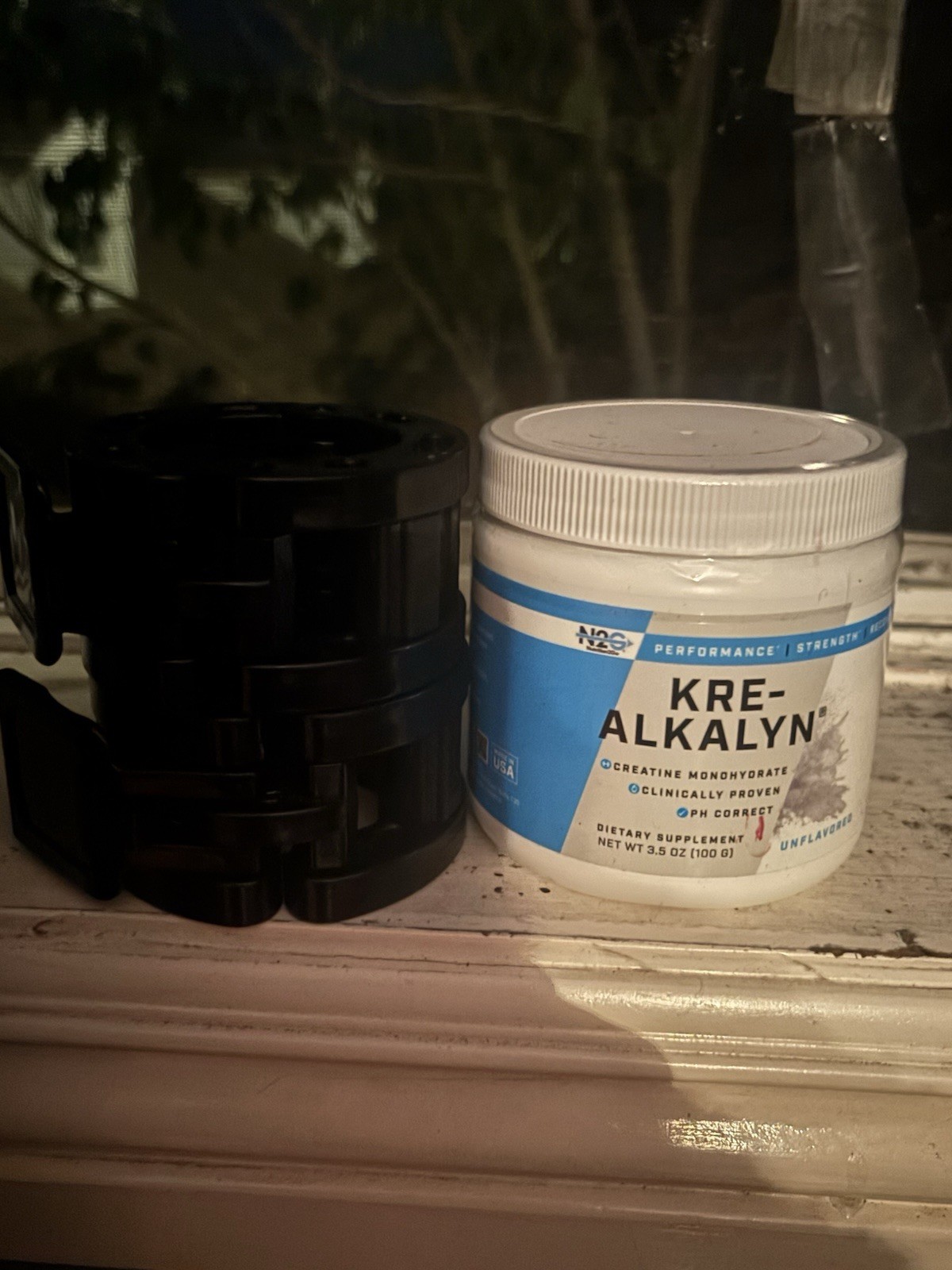 Sealed Kre-Alkalyn Creatine 100g EXP 09/2030 + Pair Olympic Barbell Weight Clips