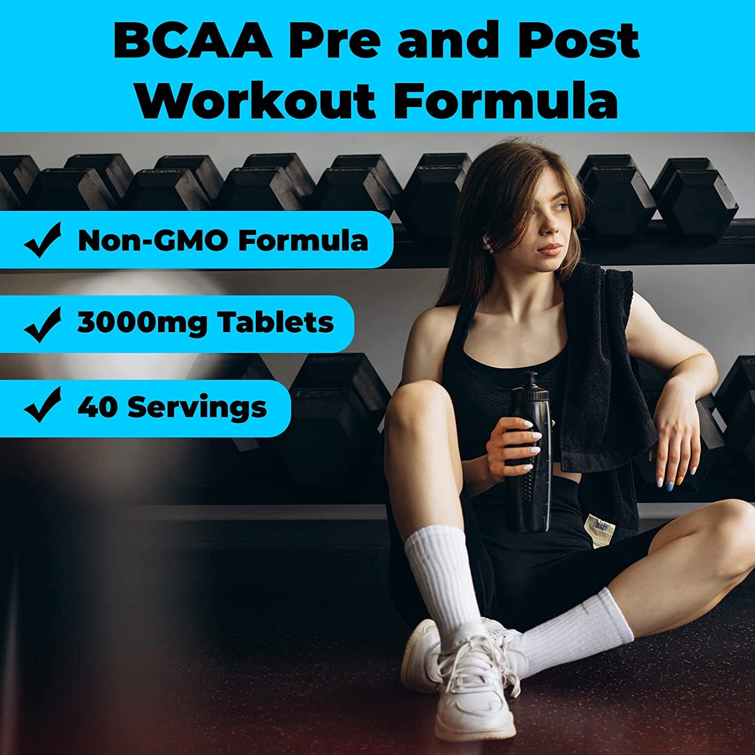 Nutra BCAAs Amino Acids, 3000mg – BCAA Pre Workout without Ceatine, Non-GMO