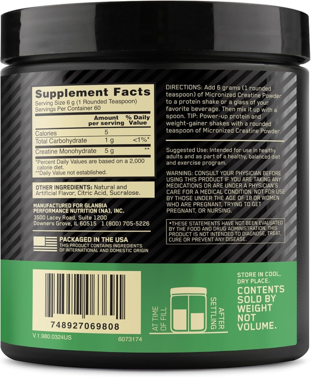 Micronized Creatine Monohydrate Powder, Blueberry Lemonade Creatine, 60 Servi…