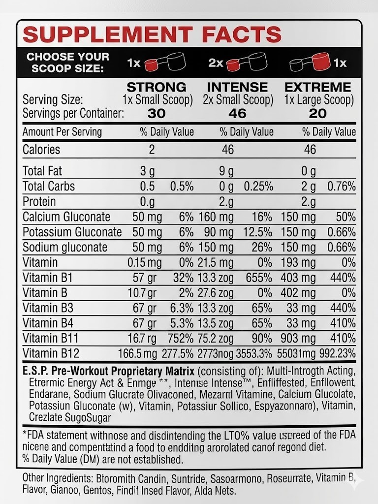 Metabolic Nutrition E.S.P. Pre-Workout Powder Watermelon 300g Gluten Sugar-Free