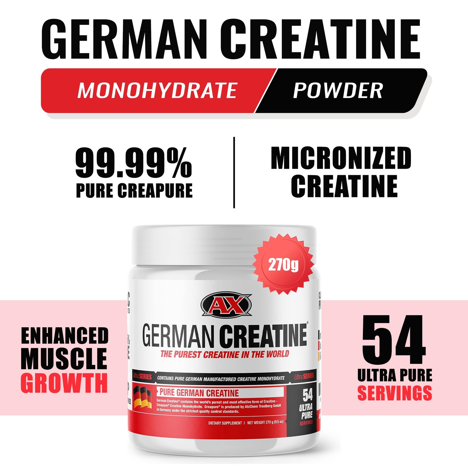 German Creatine – Micronized Monohydrate 9.52 Ounce (Pack of 1)