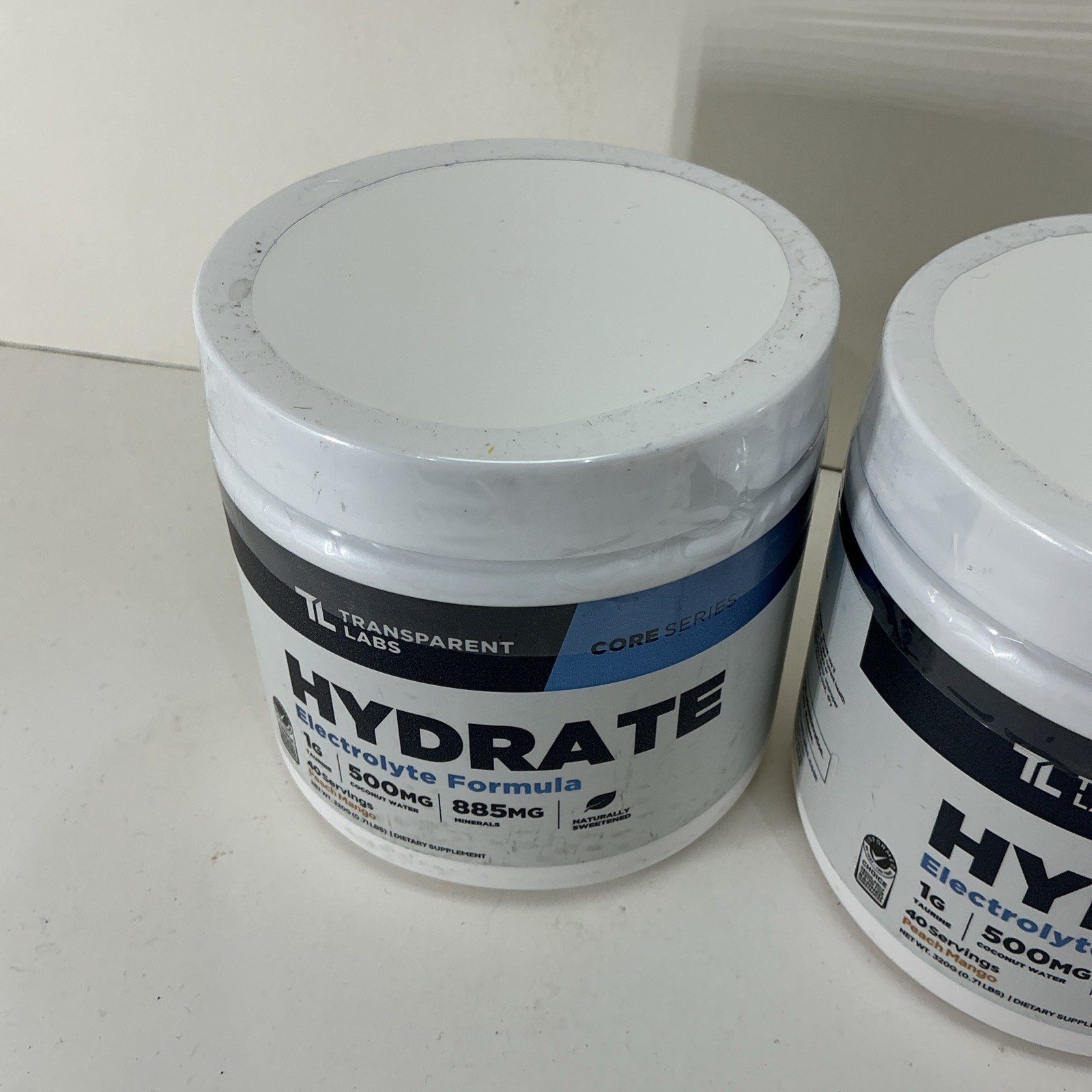 2x Transparent Labs Hydrate Electrolyte Formula Peach Mango 0.69 lbs- 40 Serv