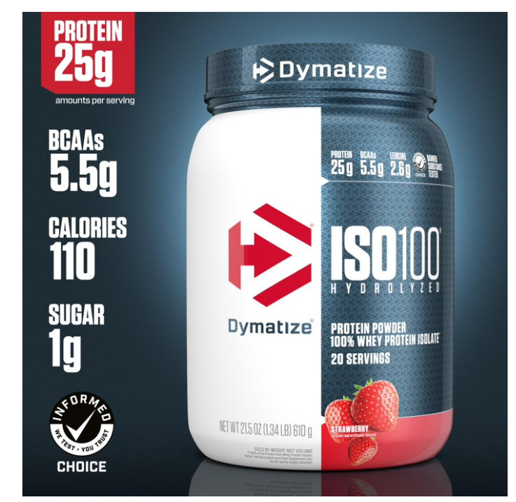 Dymatize ISO100 Hydrolyzed Whey Strawberry 20 Servings 25g Protein