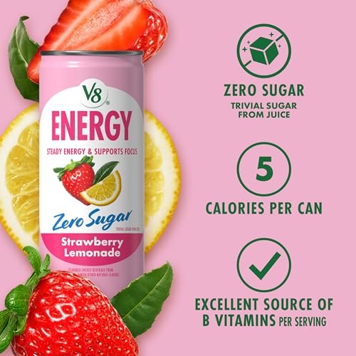 Energy 8 fl. oz. Can (6 Pack of 6 (8 Fl Oz) Zero Sugar Strawberry Lemonade