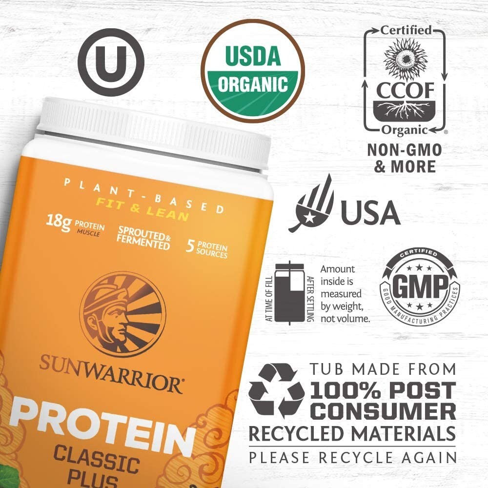 Sunwarrior Plant-Based Protein Powder with BCAAs | Superfood Powder, 1.65 lb