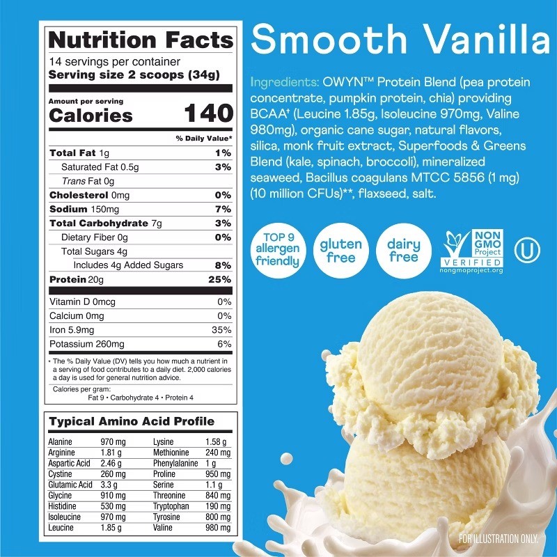 20g Protein Powder – Vanilla – 1.05lb: Vegan, Pea Protein, Plant-Based Protein