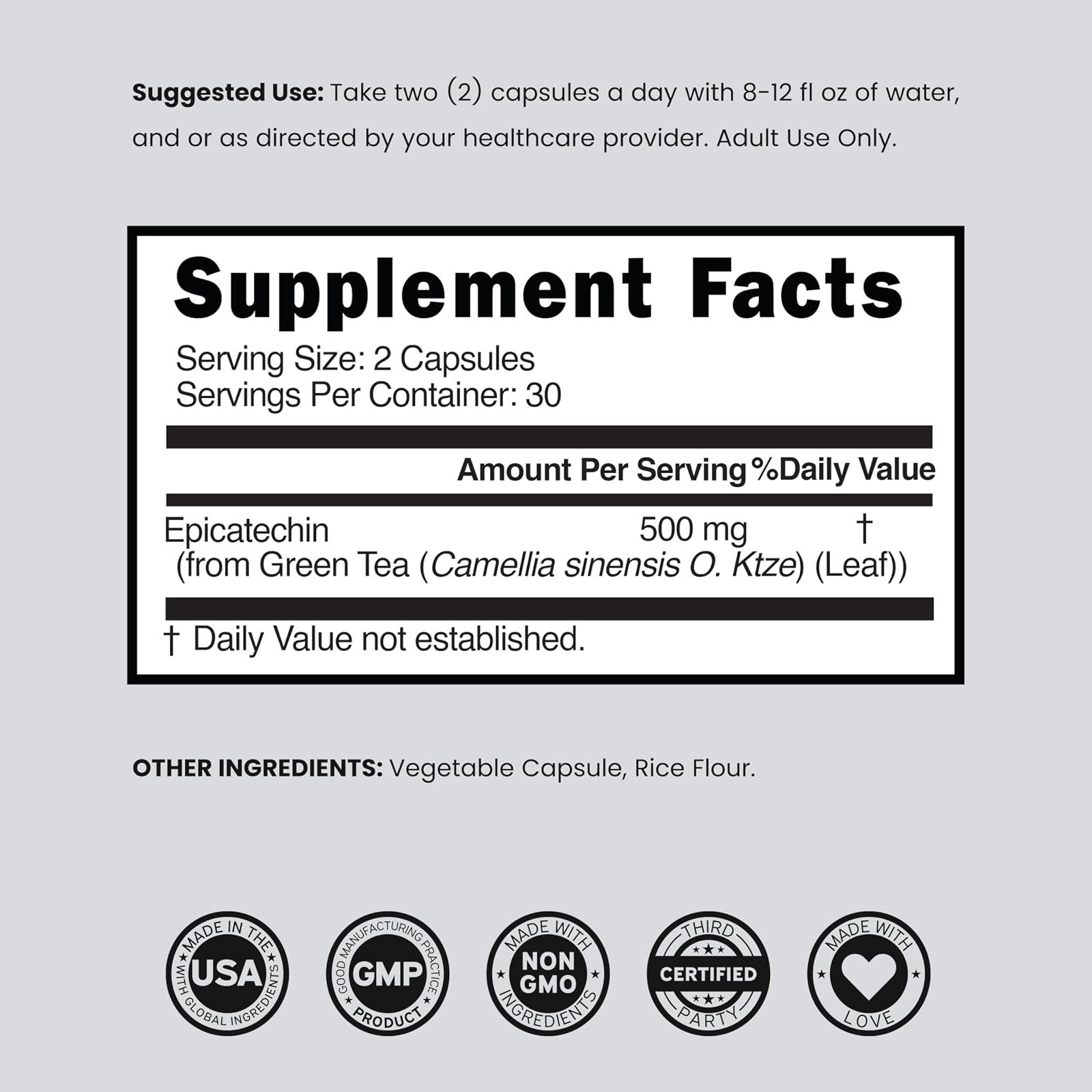 DORADO NUTRITION Epicatechin Extract 500mg 60 Capsules Muscle Support