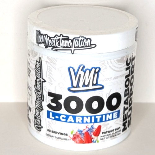 VMI Sports L-Carnitine 3000 Powder, 30 Servings, Patriot Pop Flavor, Exp. 9/26