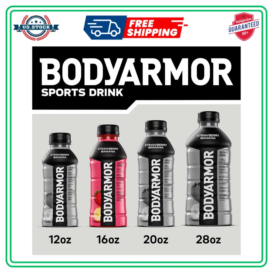 BODYARMOR Sports Drink Strawberry Banana 16 Fl Oz Bottles 12 Pack Hydration