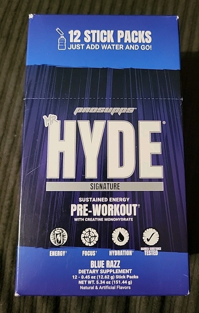Prosupps Hyde Sustained Energy Pre-Workout Blue Razz (12 Sticks) ~EXP: 7/26