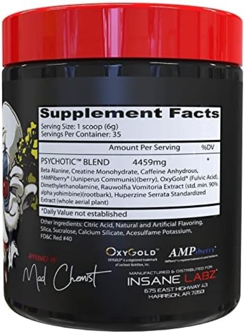 Psychotic Pre-Workout Powder – 35 Servings of Extreme Energy & Focus (7.5 oz)
