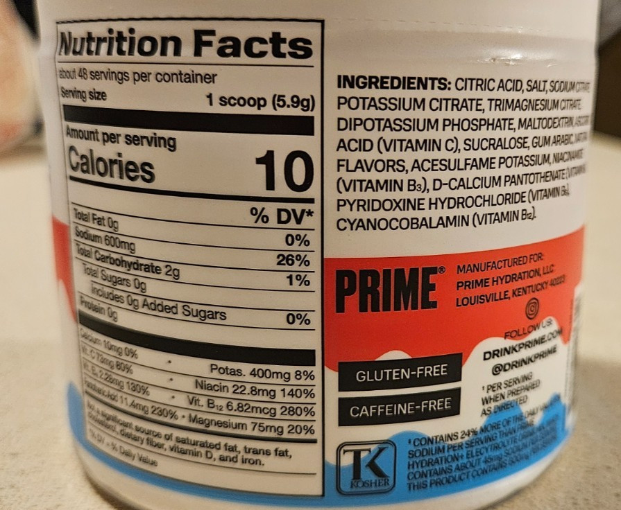 Prime Rapid Rehydration Electrolyte Powder Ice Pop 9.9 Ounce Expires 2/2028