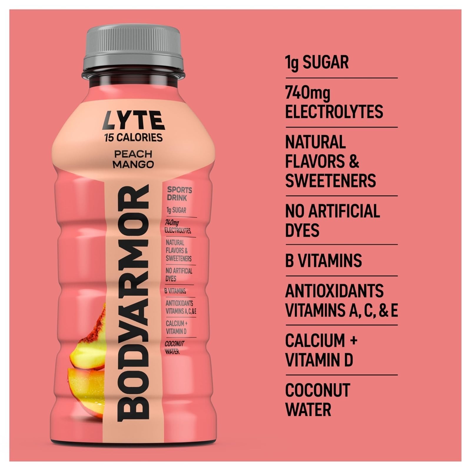BODYARMOR Lyte Electrolyte Drink Peach Mango 12 Fl Oz (8 Pack)