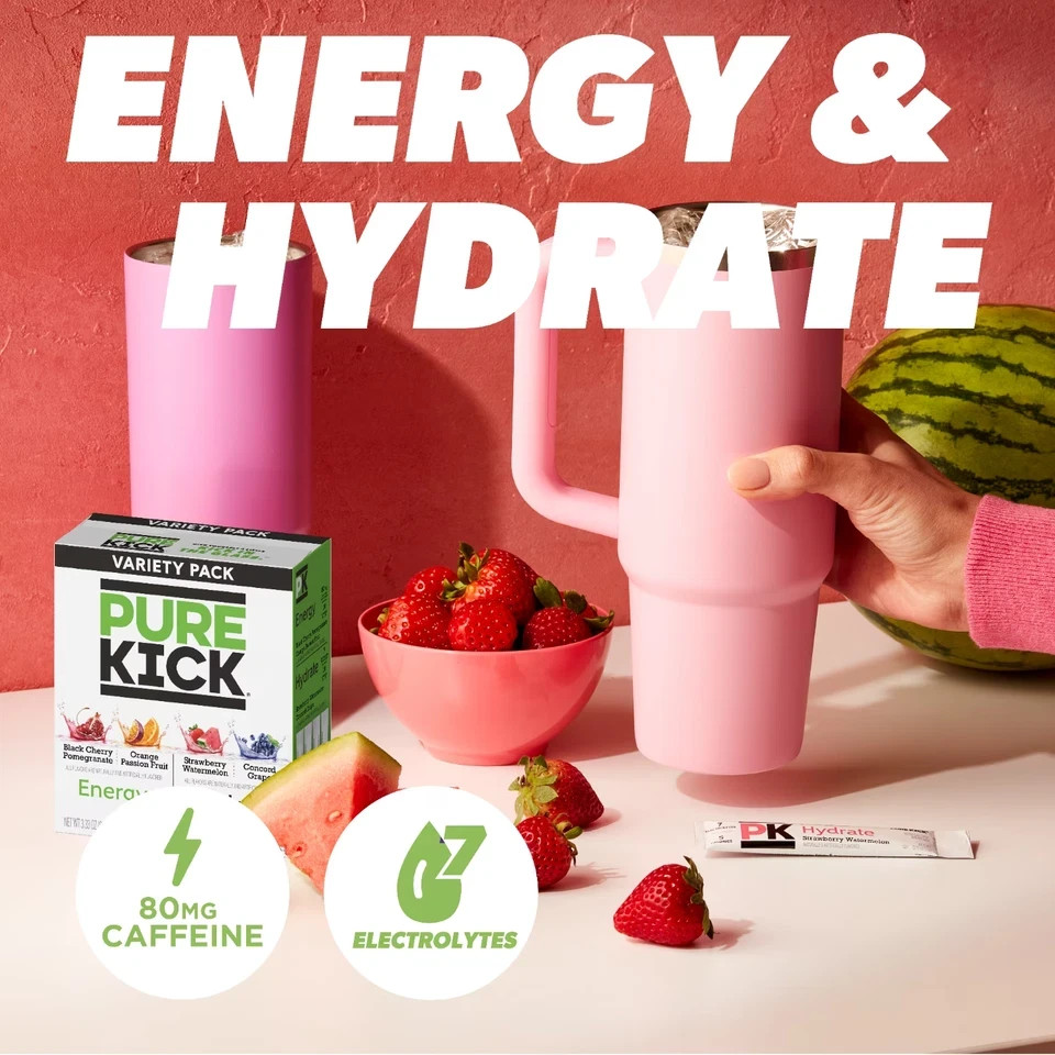 Pure Kick Energy & Hydration Electrolyte Powdered Drink Mix Variety pack, 30 Cou