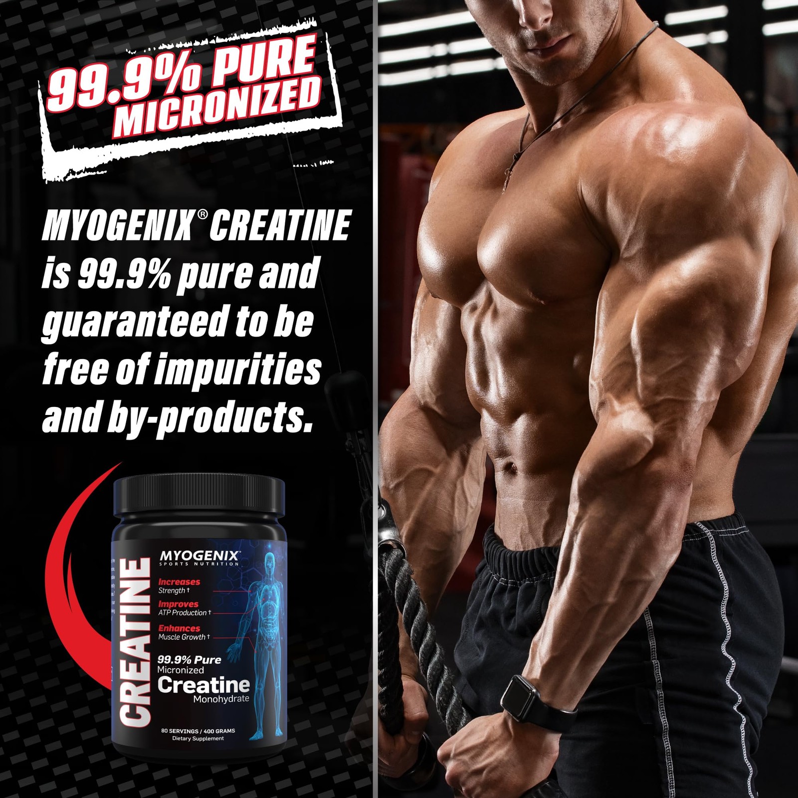 Myogenix Creatine Monohydrate – Pure Creatine Powder for Strength & Endurance…