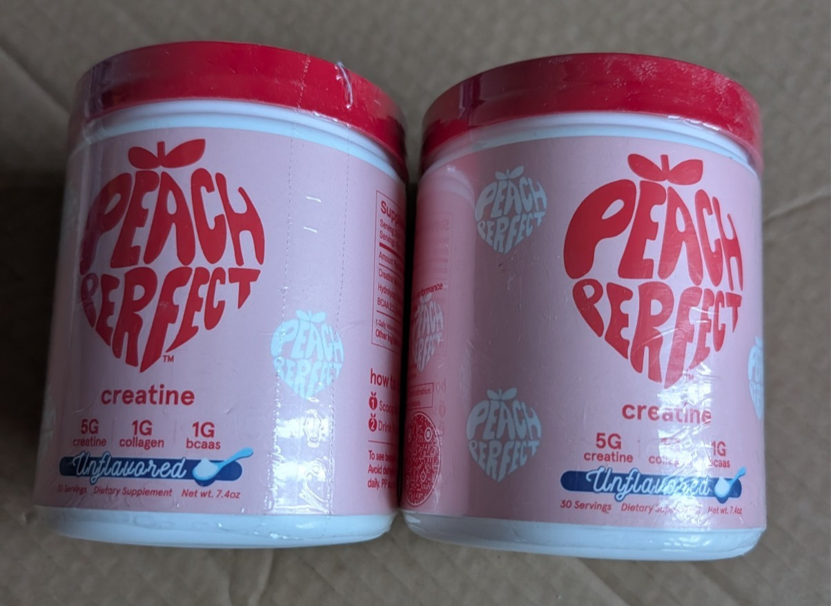 Peach Perfect Creatine Monohydrate Powder Unflavored 7.4Oz Exp 07/27-Lot Of 2