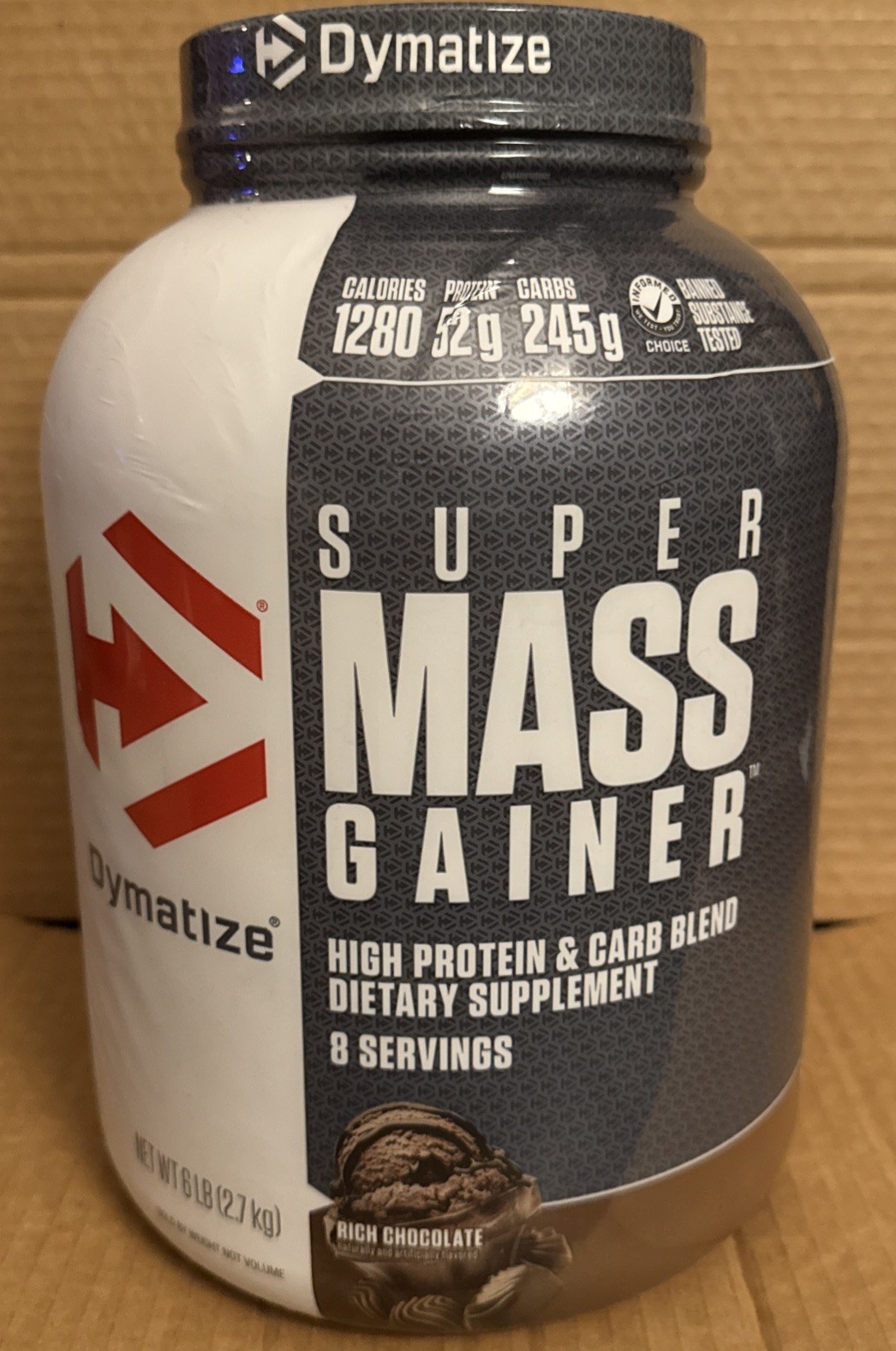 Dymatize 6lb Super Mass Gainer High Protein Carb Blend Rich Chocolate Exp01/2028