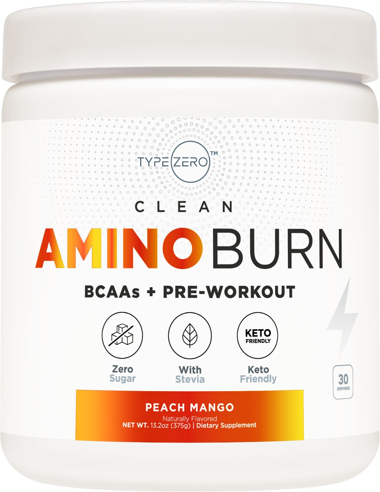 Type Zero AminoBurn – Natural Pre Workout + BCAA (Peach Mango | 30serv)