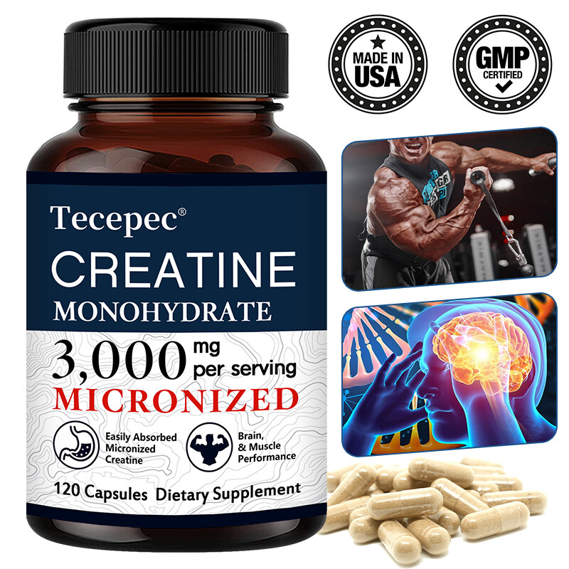 3g Creatine Monohydratea Capsules – Support Strength Muscle Booster 30/60/120ct