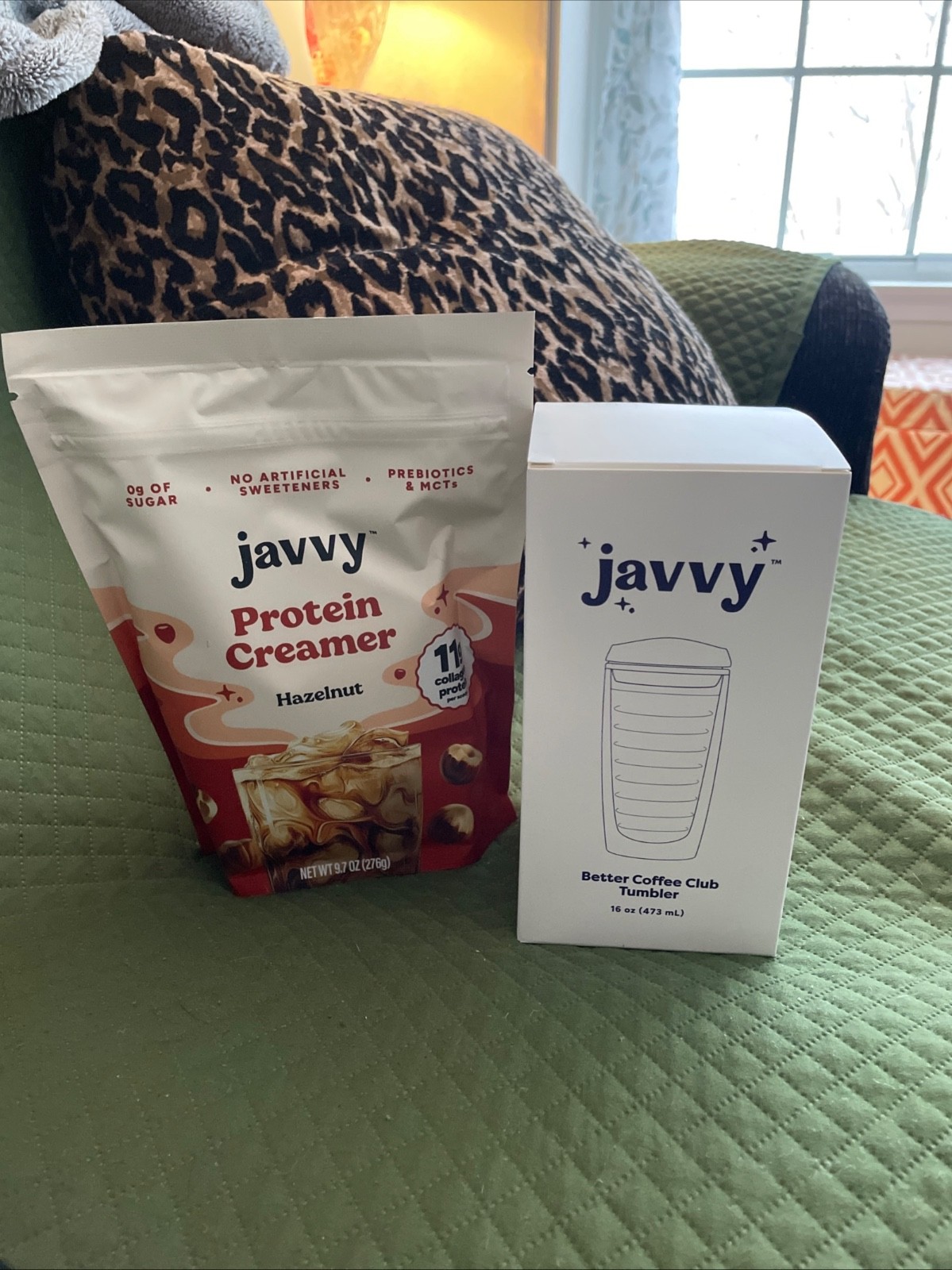 Javvy Protein Creamer Hazelnut 9.7 oz & Tumbler 16 oz NEW