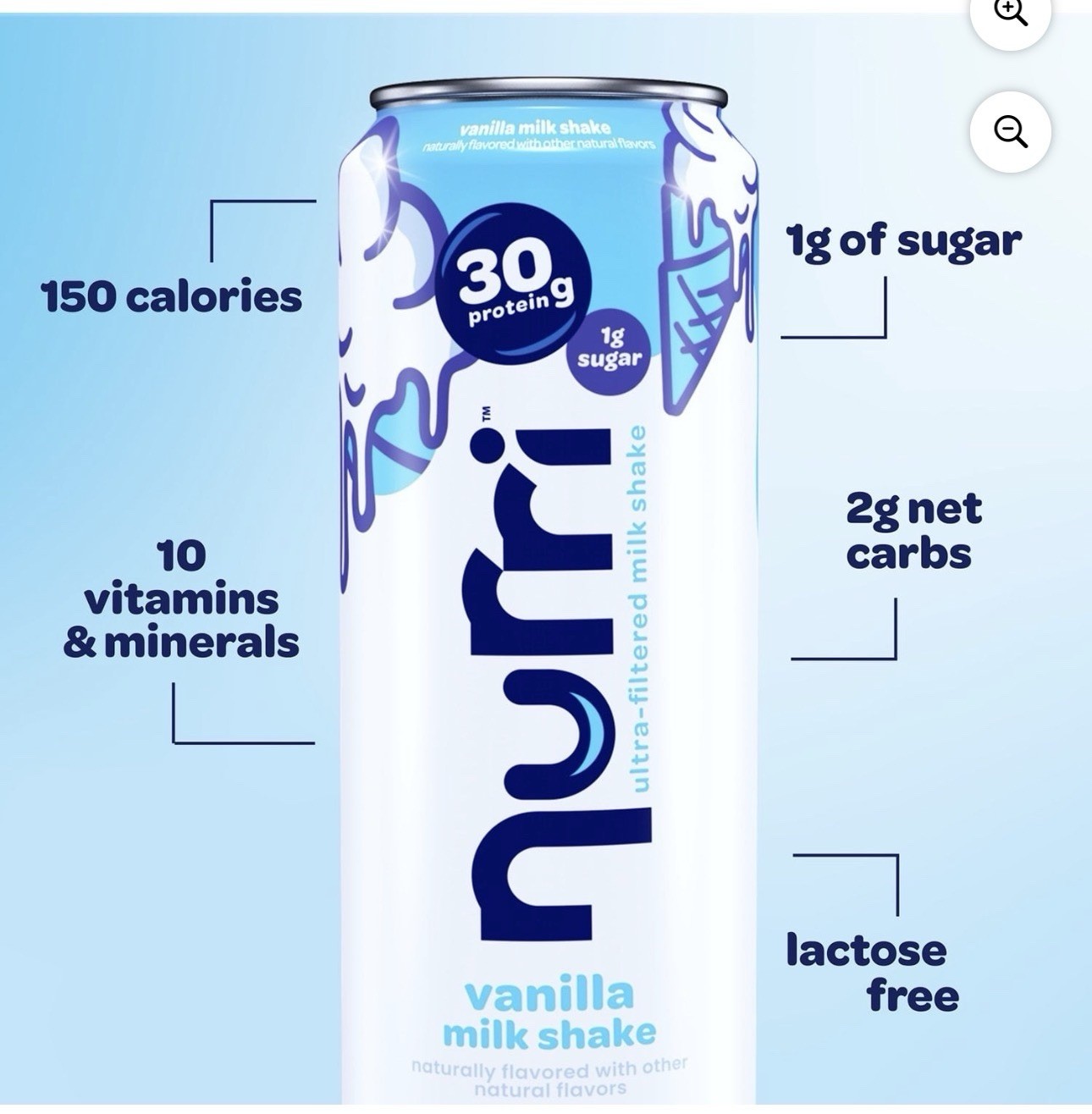nurri Ultra-Filtered Vanilla Milk Shake 30g Protein Lactose-Free 12pk 11oz
