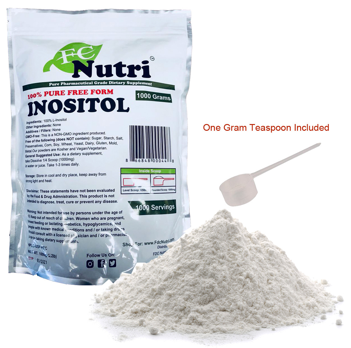 2.2lb (1000g) 100% PURE INOSITOL POWDER PHARMACEUTICAL GRADE MOOD STRESS ANXIETY