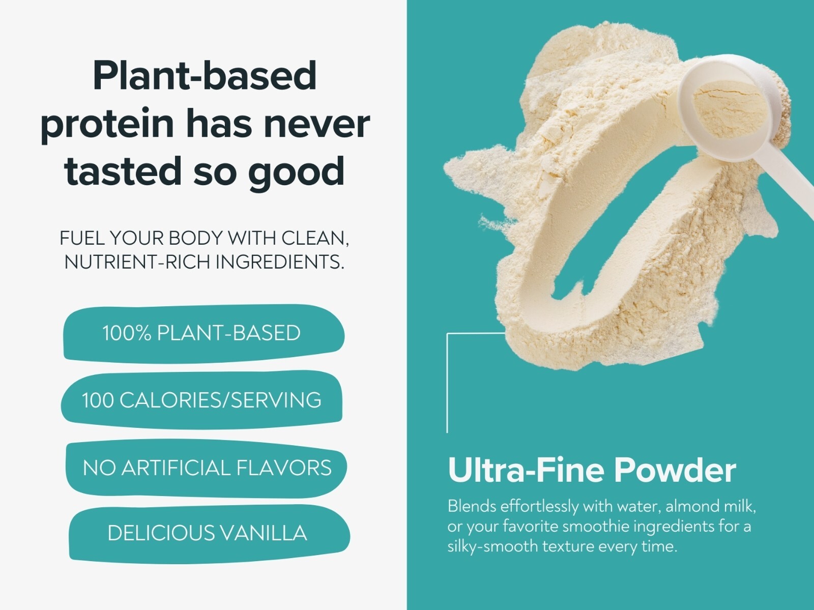Organic Pea Protein Powder-Vegan, Vanilla, 20g Protein-5 Simple Ingredients-1 lb