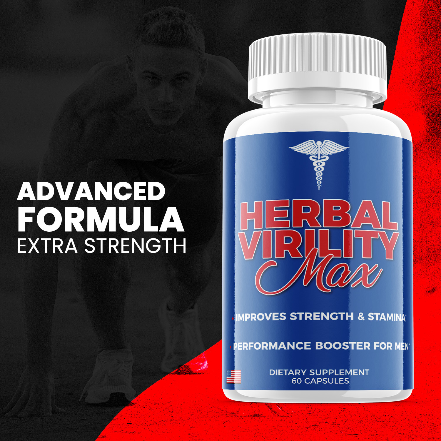 (3 Pack) Herbal Virility Max Men Pills for Male Support & Energy (180 Capsules)