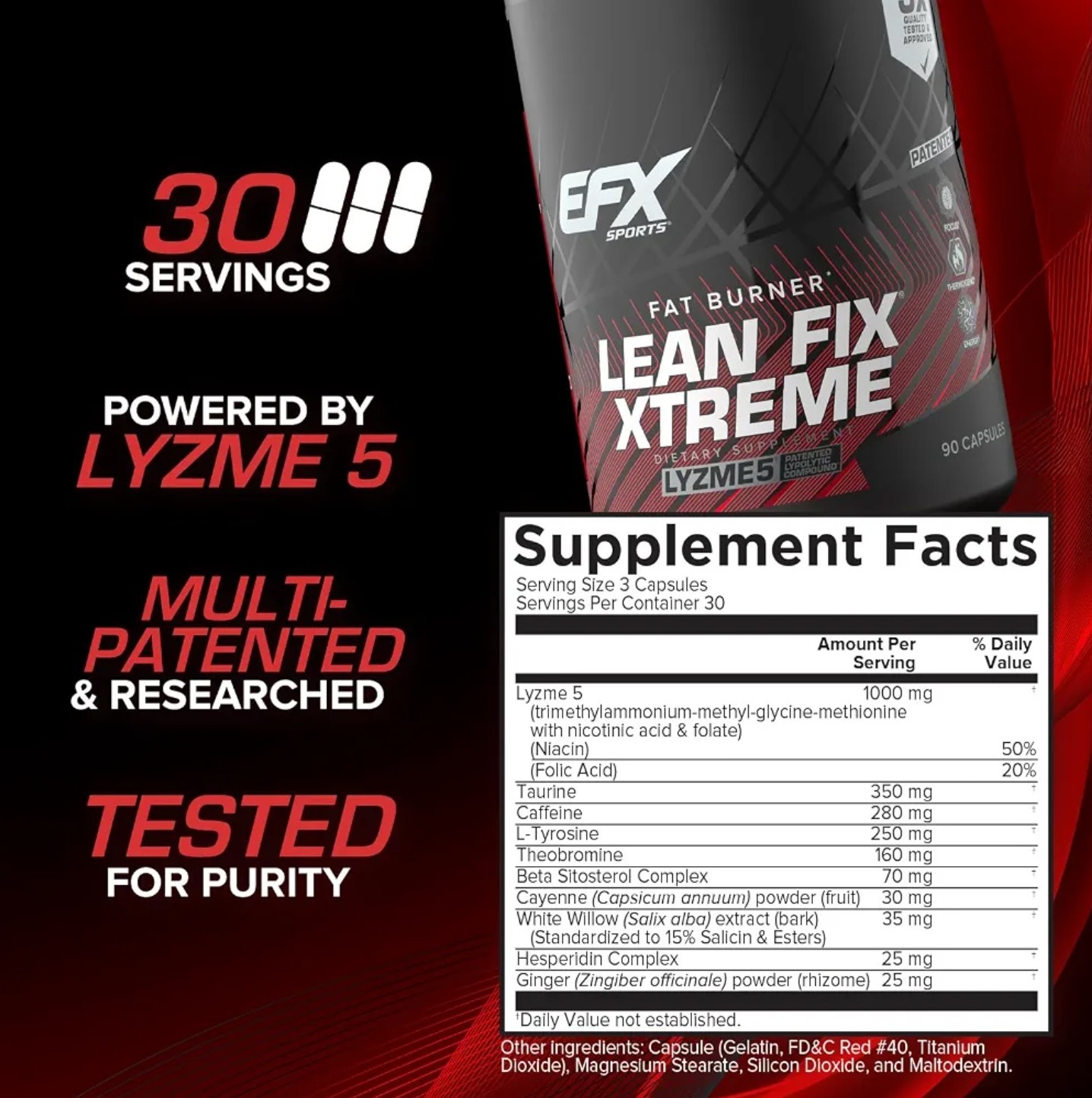 EFXSports LEAN FIX EXTREME Thermo Fat Burner 90 Caps (30 Servings) BEST BY 12/26