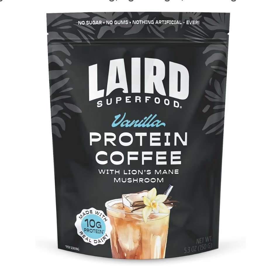 Laird Superfood Protein Coffee, Unsweetened, Premium Whey Protein