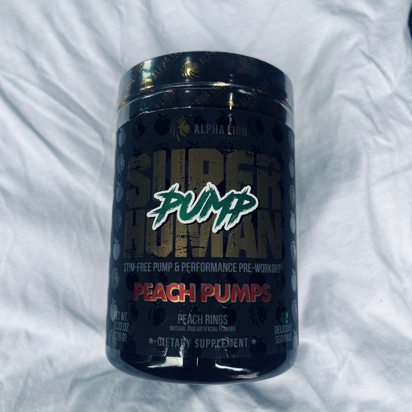 Alpha Lion Superhuman Pump Stim-Free Pre-Workout . Peach Pumps. 21 Servings.