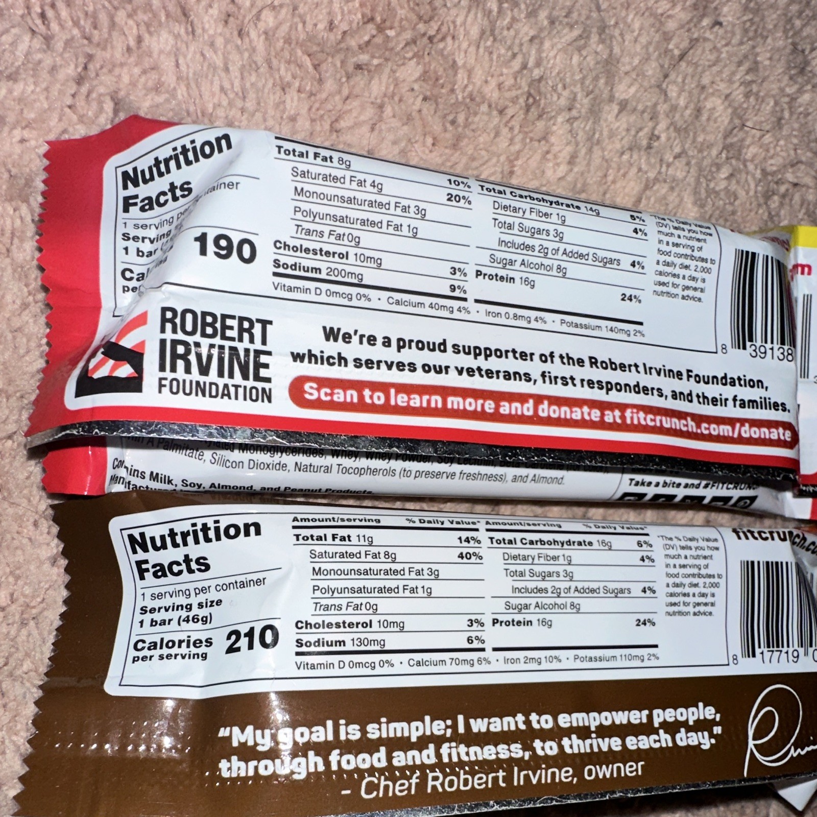 Chef Robert Irvine’s FitCrunch Protein Bar Gluten Free Choc PB 1.62 oz (14 Bars)