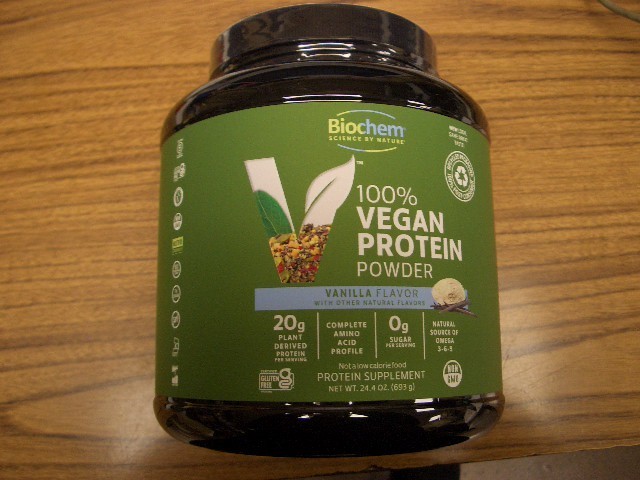 Biochem 100% Vegan Protein Powder Vanilla 24.4 oz Protein Supplement