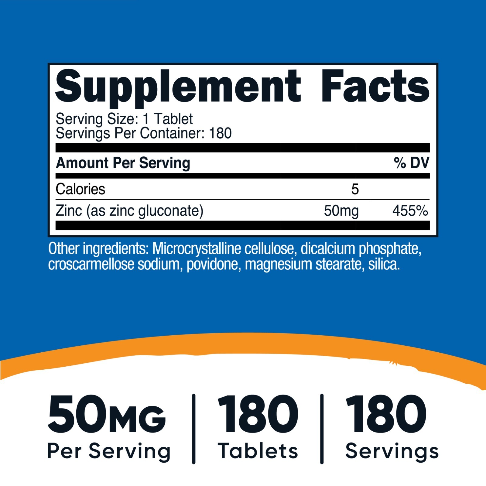Nutricost Zinc Gluconate 50mg, 180 Tablets – Non GMO