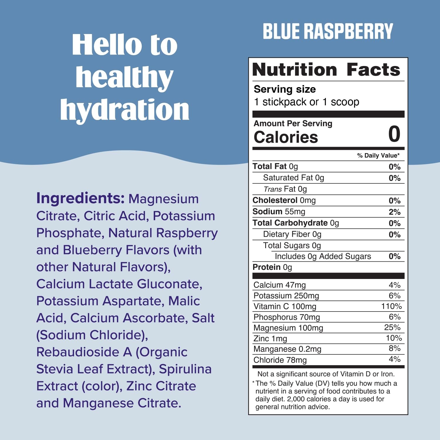 Ultima Replenisher Daily Electrolyte Powder Drink Mix – Sugar Free – Blue Raspbe