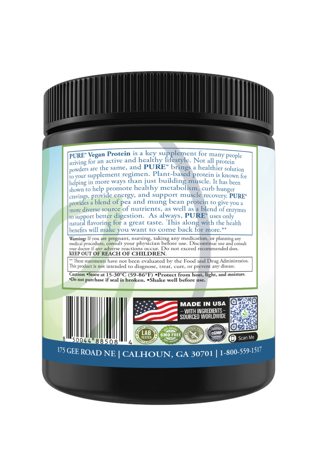 PURE Sport Vegan Protein Powder (25g Plant-Based Protein,15 servings,3 Flavors!)