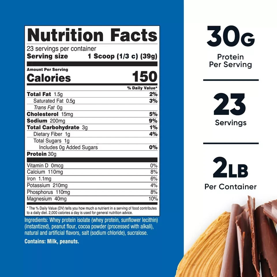 Nutricost Whey Protein Isolate (Chocolate Peanut Butter, 2 Pound) Protein Powder