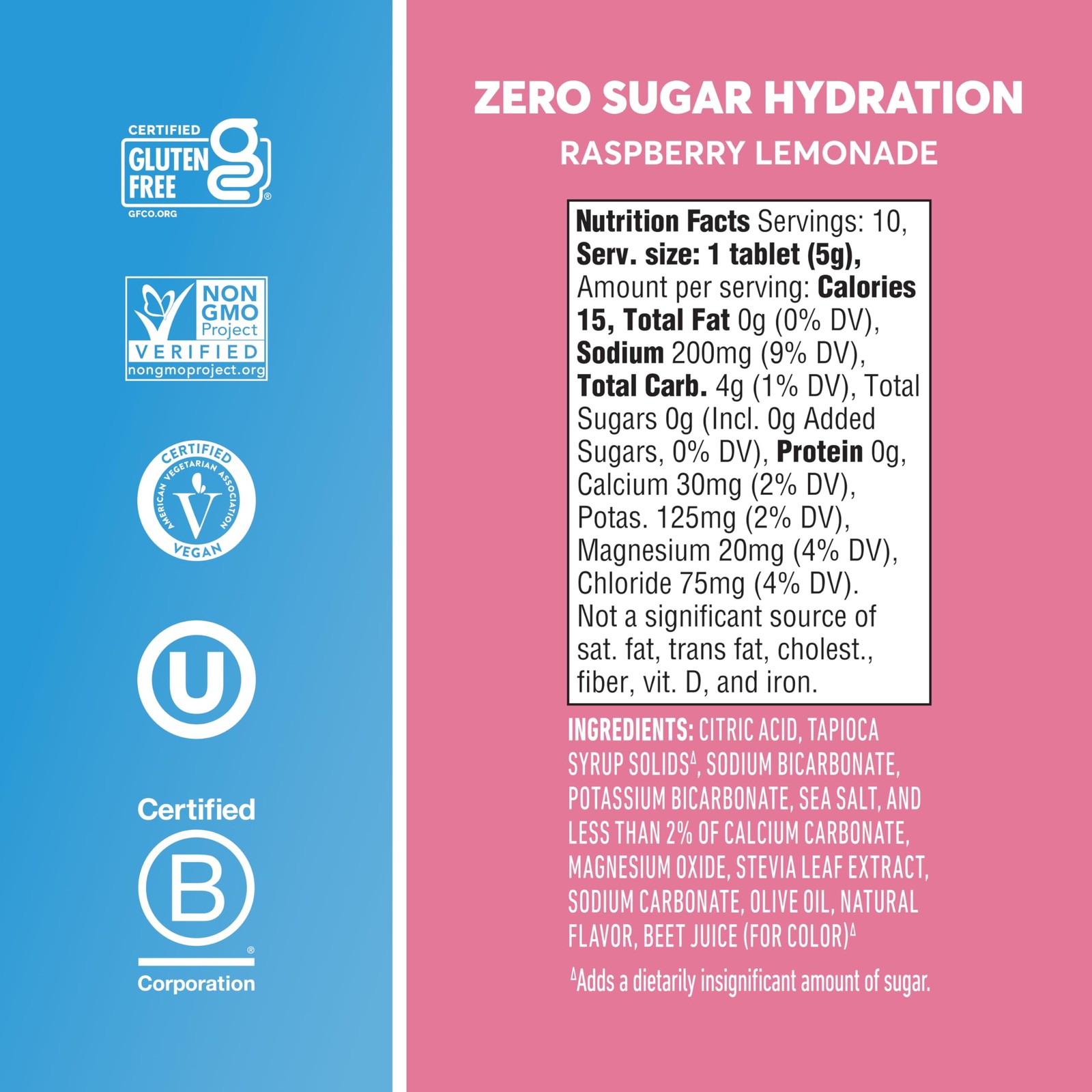 Nuun Zero Sugar Electrolyte Tablets Raspberry Lemonade 10 Count Hydration Boost