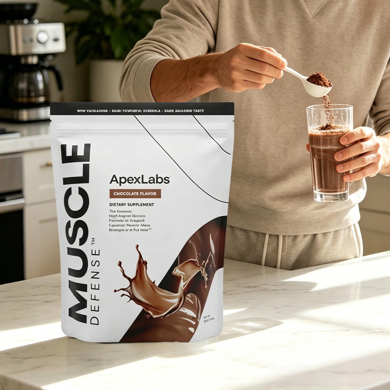 APEX LABS MUSCLE DEFENSE CHOCOLATE FLAVOR – 8.57 OZ- NEW PACKING