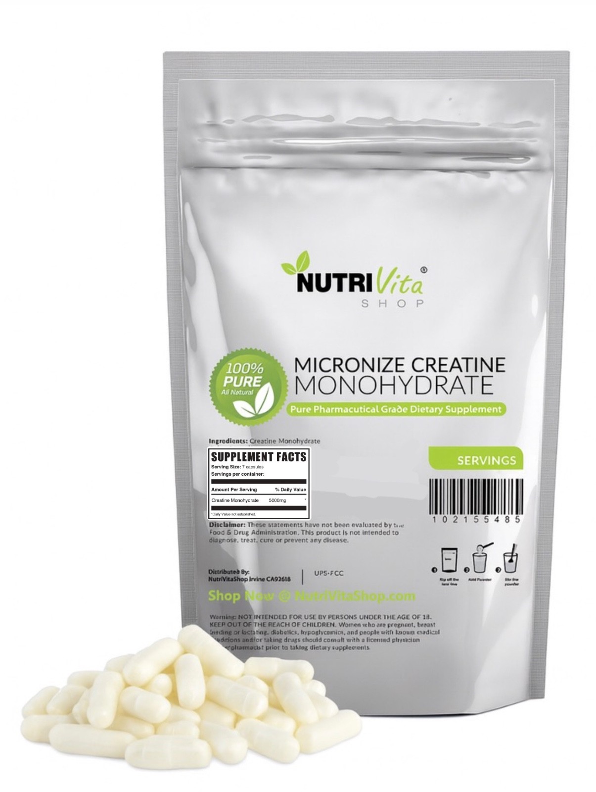 Creatine Monohydrate Capsules 5g (700mg Per Capsule) 420 Capsules (60 Servings)