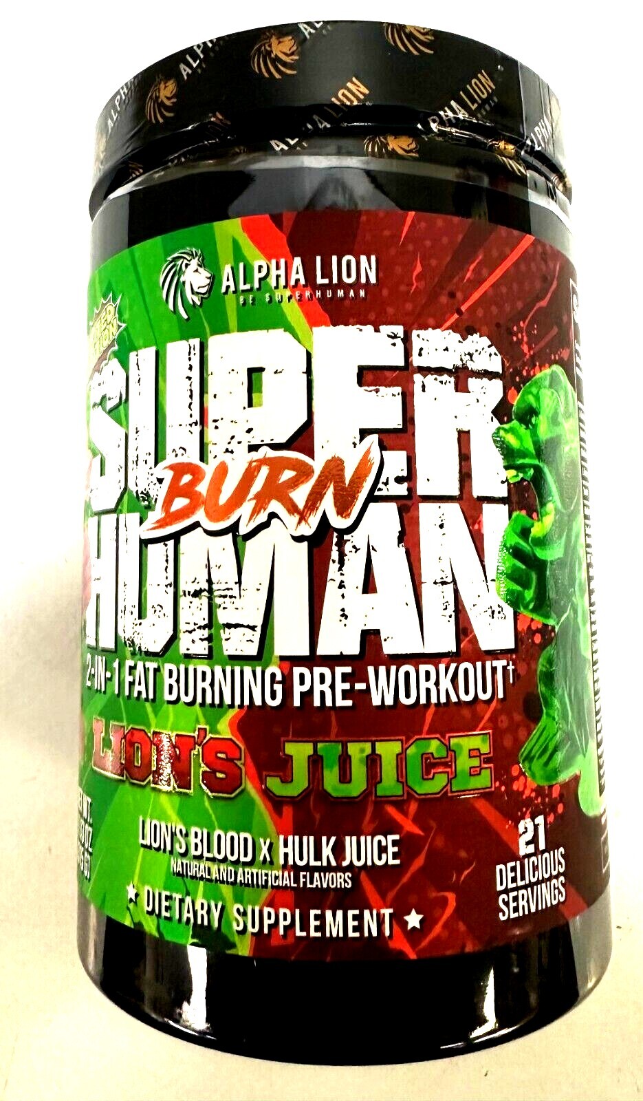 ALPHA LION SUPERHUMAN (BURN) 2-IN-1 FAT BURNING PTRWORKOUT FREE SHIPPING