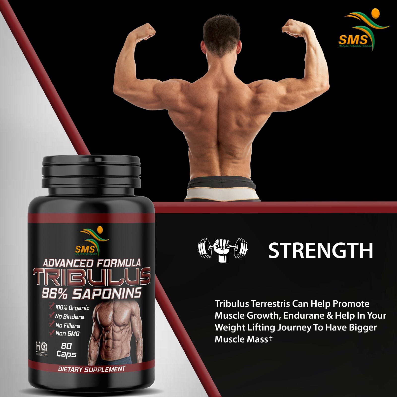 Tribulus Terrestris 3000mg Daily Extract 60 Capsules Vegan Friendly Sport Gym