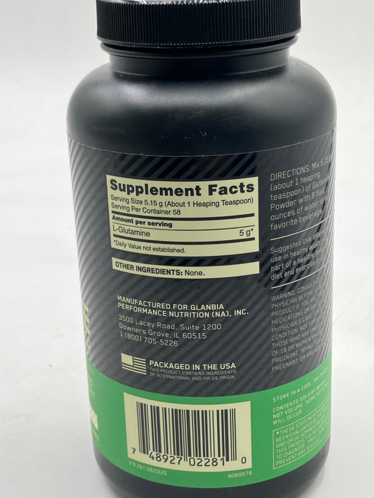 Optimum Nutrition L-Glutamine Muscle Recovery Powder 300g Unflavored BB 05/2028