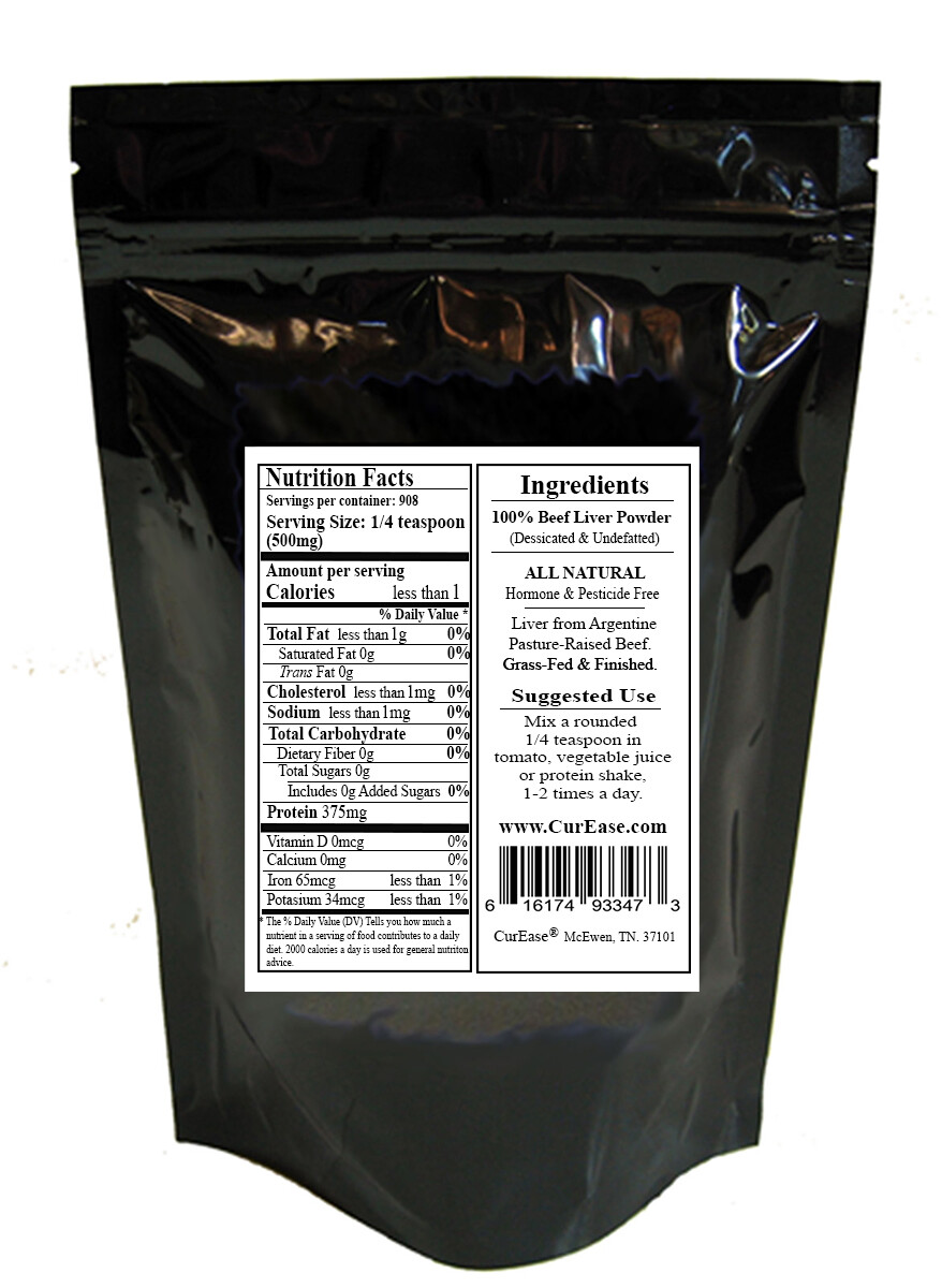 ORGANIC Argentine Grass Fed & Finished Beef LIVER POWDER Undefatted Protein 1 LB